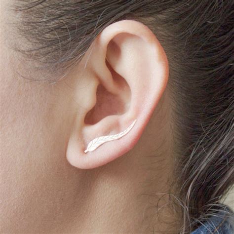 Doreenbeads Girls Women Stud Earrings Leaf Ear Climbers Ear Crawlers