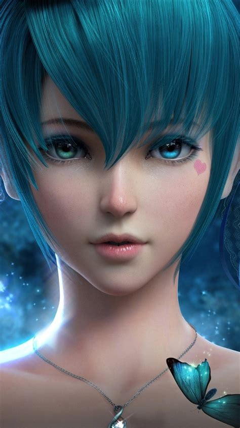 Digital art anime girls anime blue hair manga anime. 1080x1920 Blue Hair Anime Girl Iphone 7,6s,6 Plus, Pixel ...