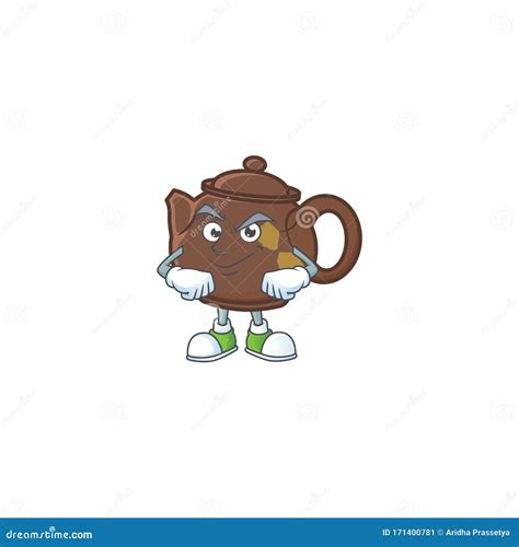 Teapot Mascot Cartoon Character Style With Smirking Face Stock Vector