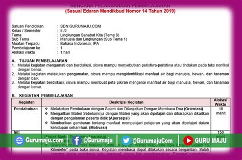 Sebelum anda mengunduhnya silakan baca dulu cara download (ada hamparan pada menu di atas). RPP 1 LEMBAR KELAS 5 SEMESTER 2 TEMA 8 REVISI 2021 - GURU MAJU