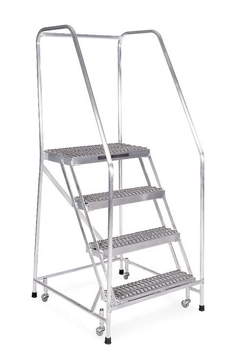 Cotterman 4 Step Rolling Ladder Serrated Step Tread 70 In Overall