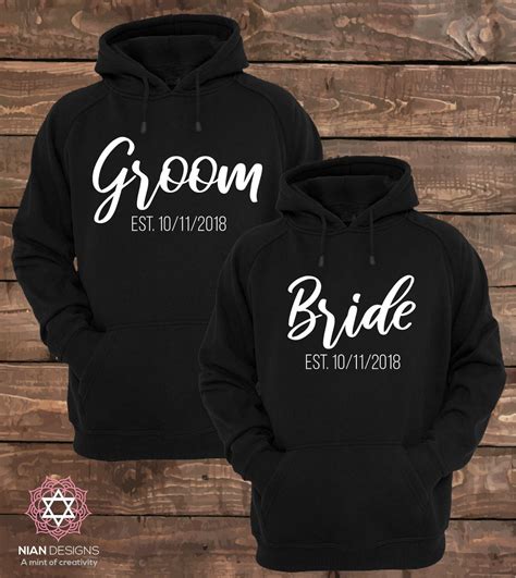 Groom And Bride Estcustom Date Matching Couple Hoodies Couple Hoodies Set Of 2 Couple Hoodies