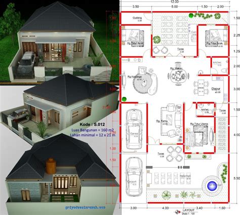 Untuk mendesain rumah 1 lantai anda menjadi mewah, tentu membutuhkan luas lahan tambahan yang memadai. Desain Rumah Type 160 Mewah 1 Lantai | Jasa Desain Rumah