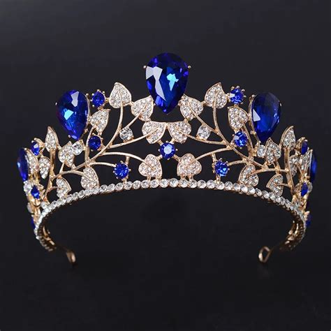 New Arrival Magnificent Blue Rhinestone Bridal Crown Tiaras Fashion