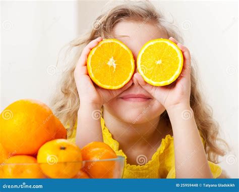 Little Kid With Oranges Stock Photo Image Of Preschooler 25959448