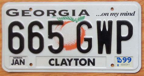 1999 Georgia Exc Automobile License Plate Store Collectible License