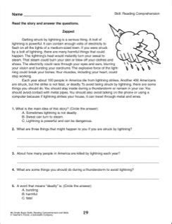 Download and print the worksheets to do puzzles, quizzes and lots of other fun activities in english. Lightning (Reading Comprehension Passage with Questions ...