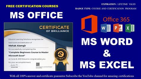 Ms Office Free Course With Certificate Ms Word And Ms Excel Free