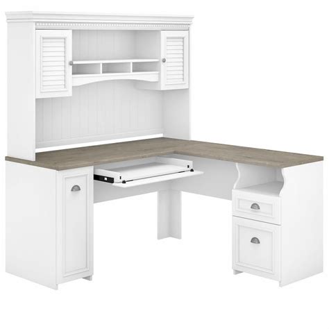 Furniture Fairview 60w L Shaped Desk With Hutch In Pure White And