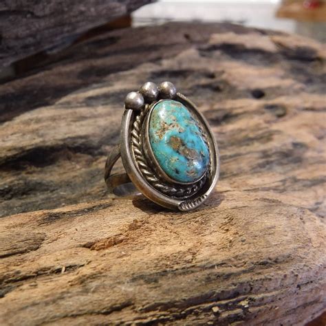 Navajo Native American Silver Turquoise Ring Weight 6 9 Grams Size 6 5