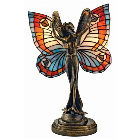 Design Toscano Butterfly Fairy Tiffany Style Stained Glass Illuminated