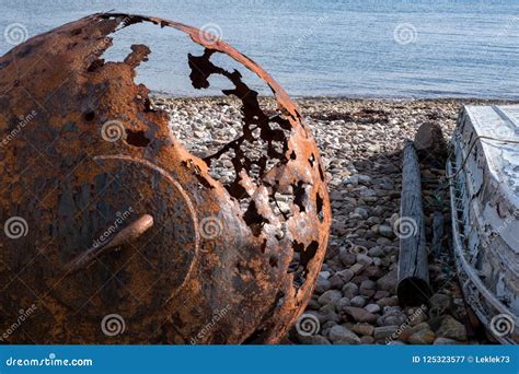 Rusty Buoy On The Beach At Polbain North Of Ullapool On The West