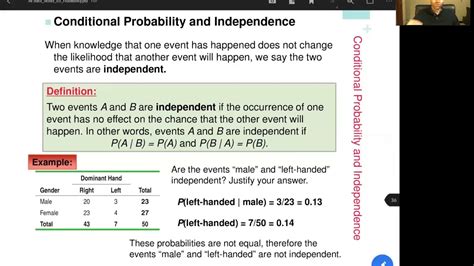 53 Conditional Probability And Independence Youtube