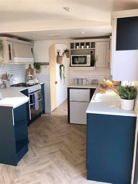 Shop In 2021 Caravan Interior Blue Kitchens Static Caravan Makeover