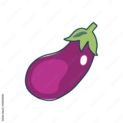Colorful Eggplant Clipart Cartoon Eggplant Vector Illustration Icon