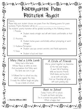 Poetry · 7 years ago. Monthly Poem Recitation for Kindergarten by Sparking a Love for Learning