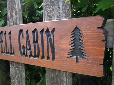 Cabin Sign Last Name Personalized Wooden Carved Rustic Hunting
