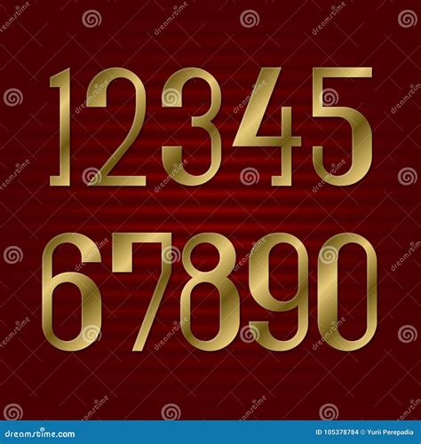 Presentable Retro Style Font Golden Capital Letters And Numbers