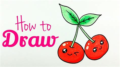 Cherry drawing neon painting cherry tattoos easy drawings card drawing cool art drawings cute canvas paintings drawings neon art painting. HOW TO DRAW CHERRY | Cherry Drawing Tutorial For Kids ...