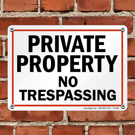 Private Property No Trespassing Sign With Red Border Sku S 4359