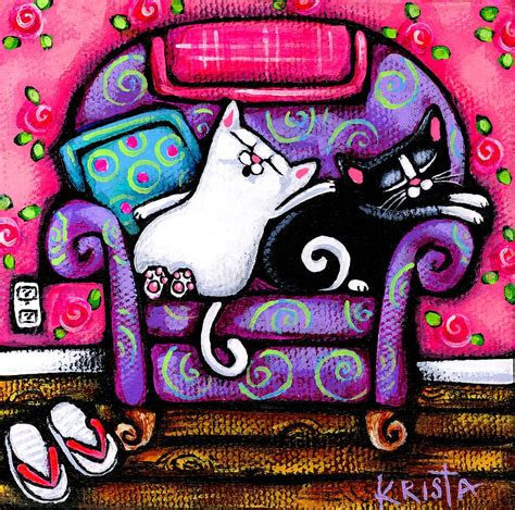 Krista Folk Art Cat Painting Cat Nap Painting 2 Cat Nap Fine Art