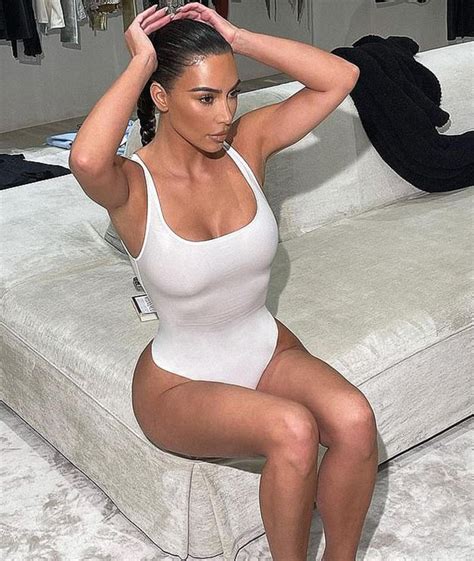 Kim Kardashian 40 Shows Off Fit Figure In Skims Bodysuit After