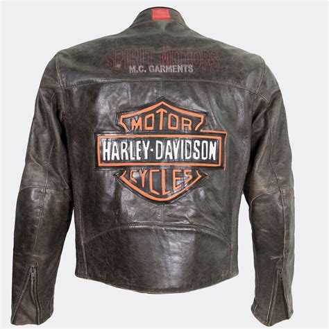 Classic Harley Davidson Color Blocked Rumble Leather Motorcycle Jacket