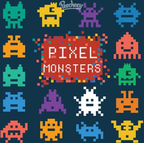 Pixel Monster Set Vectors Images Graphic Art Designs In Editable Ai