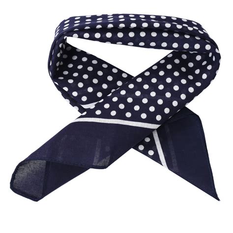 Cotton Bandana Navy Blue With White Polka Dots Handkerchief Square Head