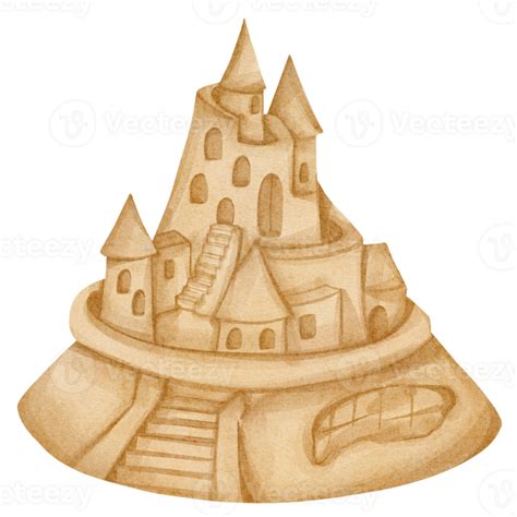 Free Watercolor Sand Castle 23322596 Png With Transparent Background