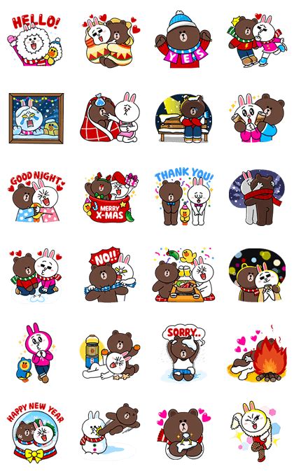 Brown And Cony Holiday Special Line Stickers