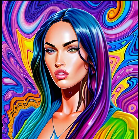 Megan Fox 4k Trippy Cartoon Oil Painting Arthubai