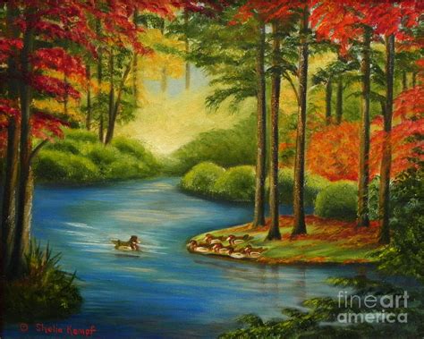 Autumn Lake Painting By Shelia Kempf