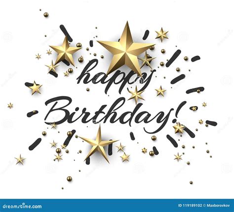 Happy Birthday Card With Gold Stars Stock Vector Illustration Of