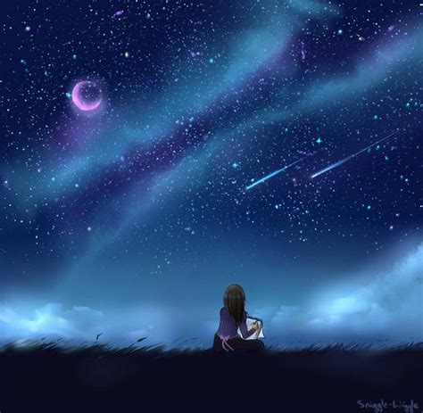 Night Sky Practice 1 By Poncakes On Deviantart Sky Anime Night Sky