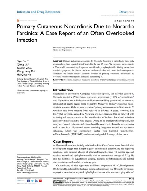 Pdf Primary Cutaneous Nocardiosis Due To Nocardia Farcinica A Case