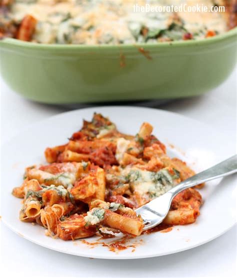 Easy Dinner Idea No Boil Baked Ziti And Chicken Casserole With Spinach