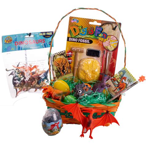 Dinosaur Toy And Treat Filled Kids 48pc Large Easter Basket T Set