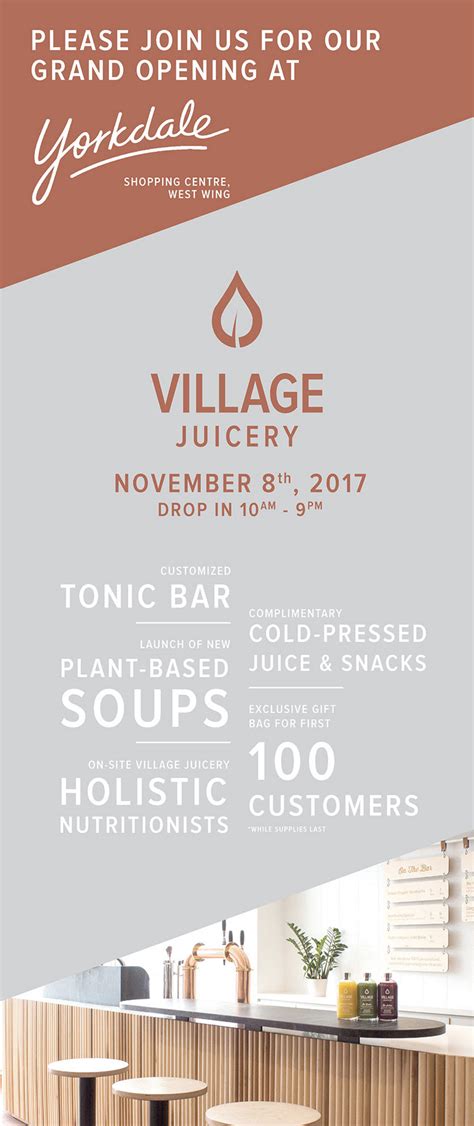 Village Juicerys Grand Opening At Yorkdale Shopping Centre