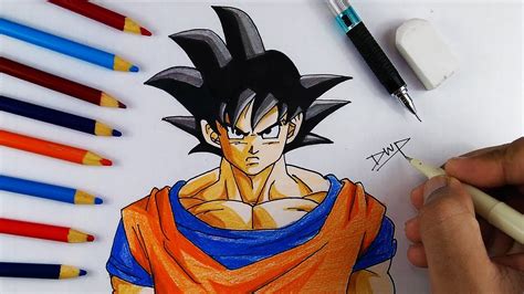 Drawing face tutorial for beginners pencil. How to draw GOKU from DRAGON BALL Z [ DBZ Character ...