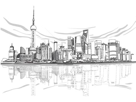 Sketch Of Shanghai Bund Architecture Illustration Imagepicture Free