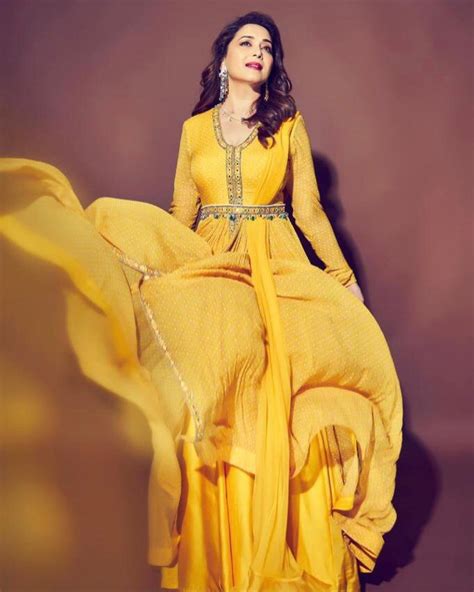 Madhuri Dixit Is A Ray Of Sunshine In This Bright Yellow Anarkali By