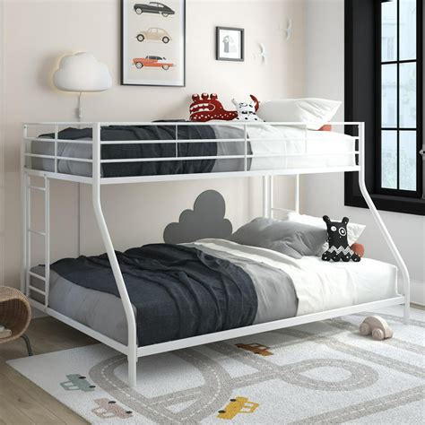 Mainstays Small Space Junior Twin Over Full Bunk Bed White Metal