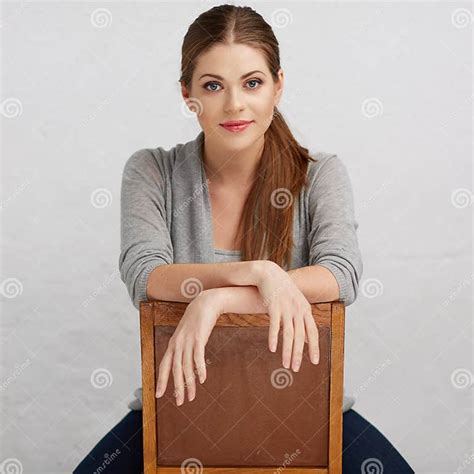 Woman Sitting On Chair Beautiful Model Chair B Stock Photo Image