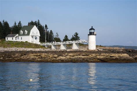 Marshall Point Lighthouse On Rocky Coast In Maine Stock Image Image