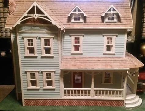 Vintage Wooden Dollhouse Assembled Fully Furnished Boxes For Sale