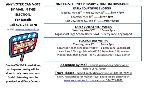 We did not find results for: Voting hours, locations & candidate info for June 2, 2020 Primary Election in Cass County, Indiana