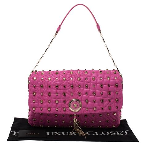 Versace Pink Leather Studded Tassel Vanitas Medea Shoulder Bag Versace