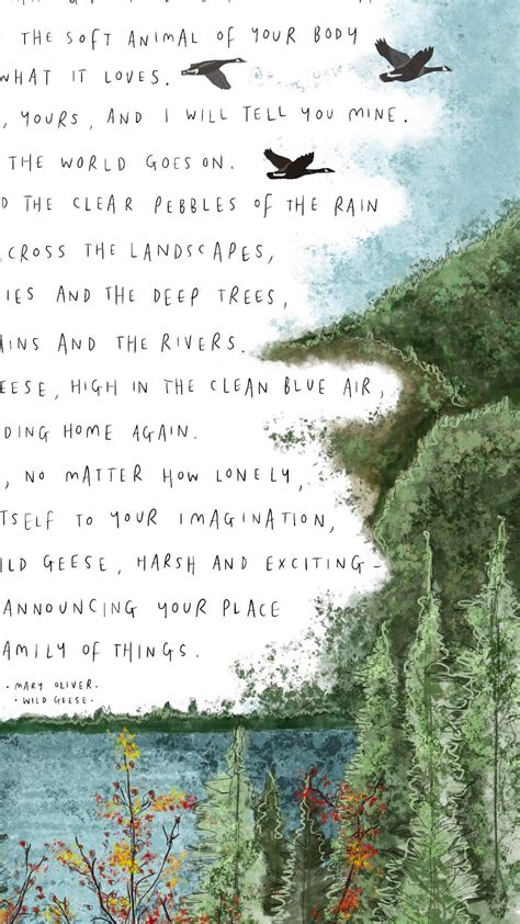Wild Geese By Mary Oliver Poem Art Print Poster Drawing Etsy