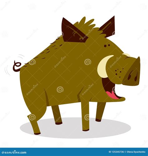 Cute Boars Or Warthog Character With Bucket Of Strawberries Vector